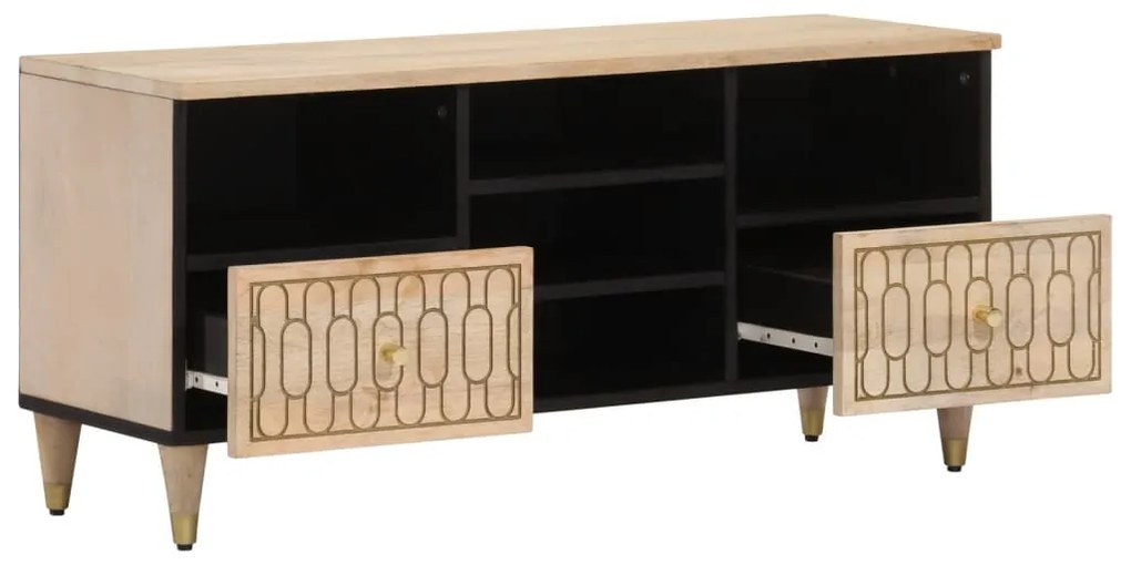 Móvel de TV 100x33x46 cm madeira de mangueira maciça
