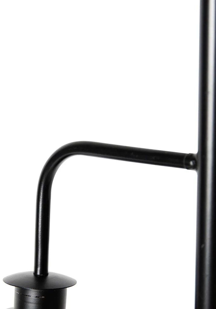 Candeeiro de pé industrial preto com latão 2 luzes - Haicha Industrial