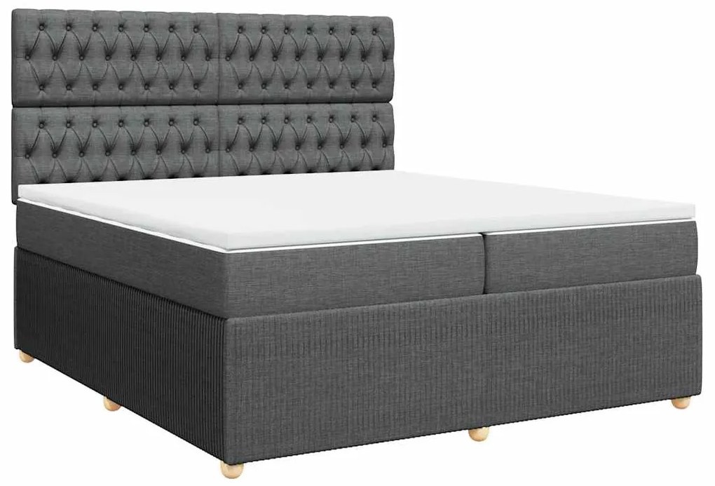 Cama com molas/colchão 200x200 cm tecido cinzento-escuro