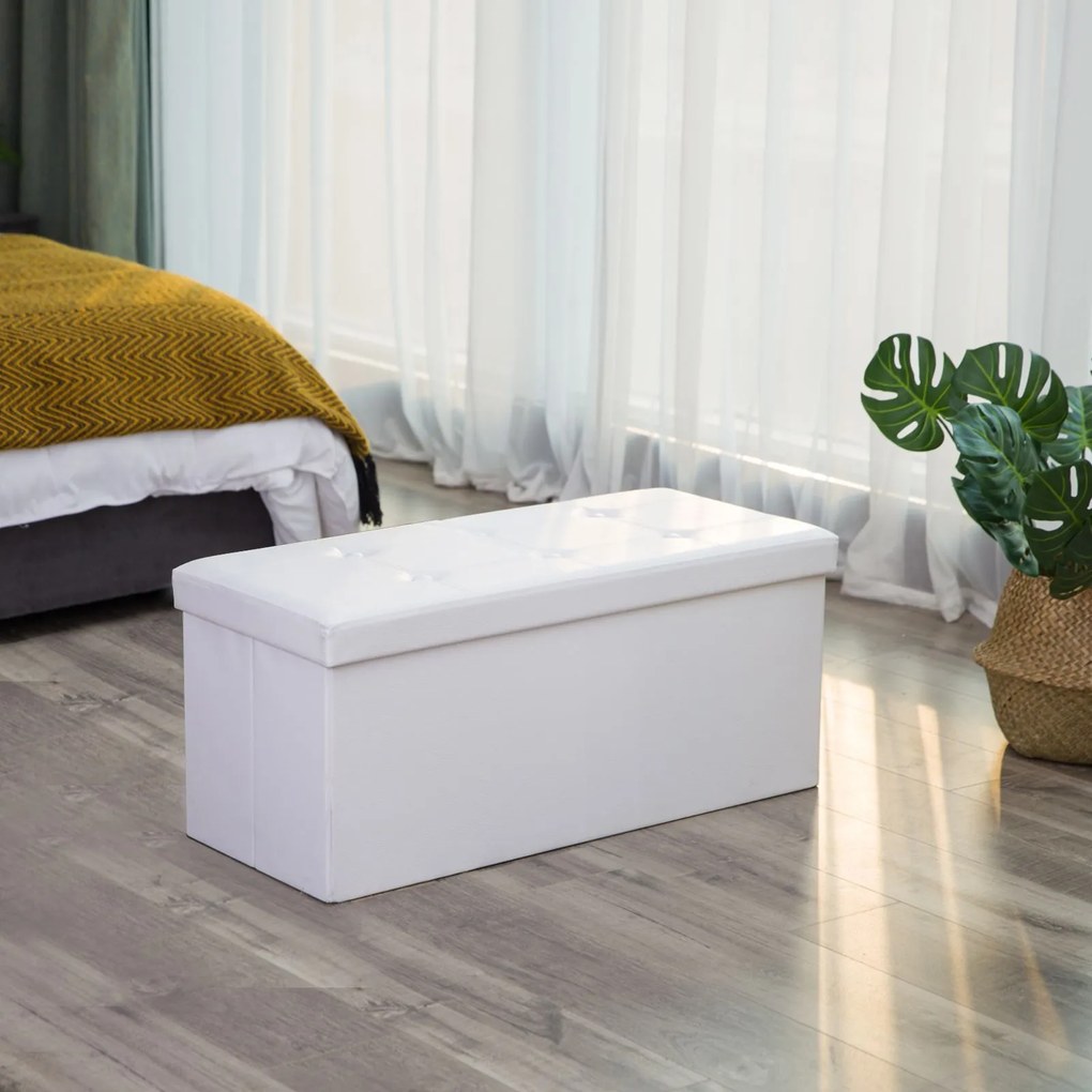 Banco com arrumação 76 x 38 x 38 cm Couro sintético Branco