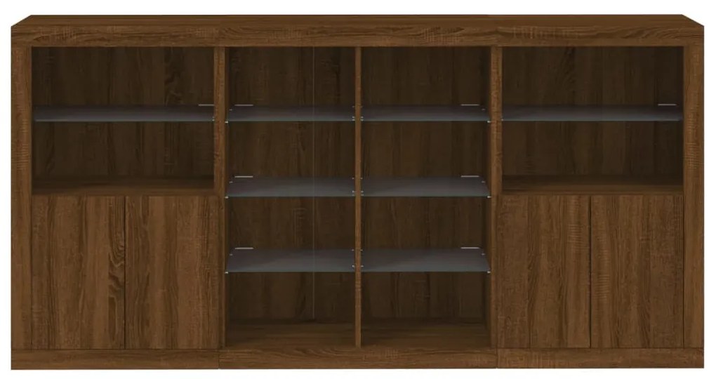 Aparador com luzes LED 202x37x100 cm carvalho castanho