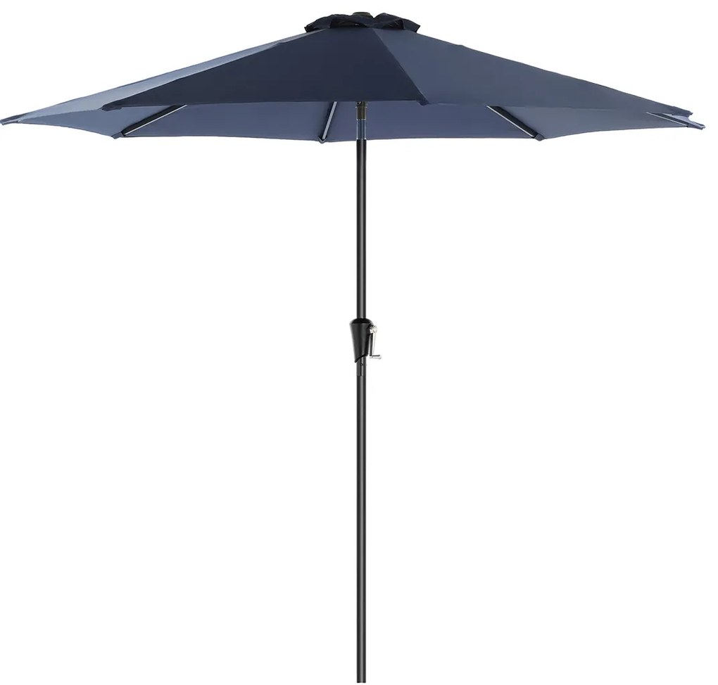 Guarda-sol de jardim SONGMICS de 290 cm, FPS 50+, proteção solar, inclinação de 30° em 2 direções, manivela para abertura e fechamento, para jardins externos, piscina, varanda e pátio, base não incluída, azul GPU30BU
