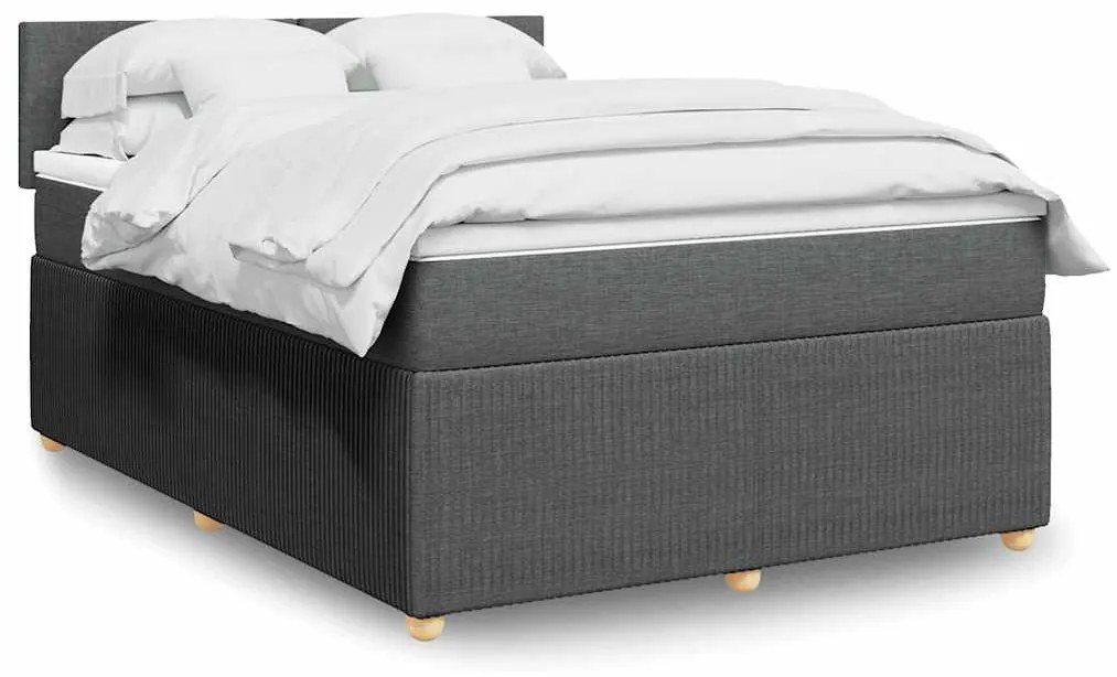 vidaXL Cama com molas/colchão 140x200 cm tecido cinzento-escuro