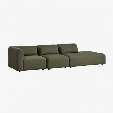 Sofá Modular De Canto Em 3 Peças Com Chaise Longue Direita Fogler Tecido Pele De Borrego Verde Sálvia - Sklum
