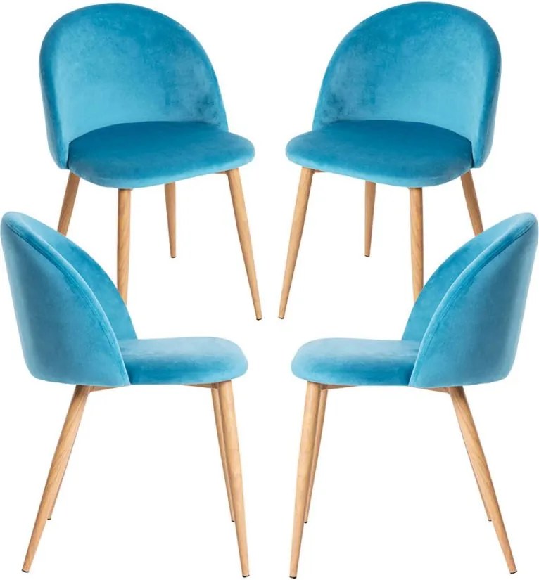 Pack 4 Cadeiras Vint Veludo - Verde-azulado