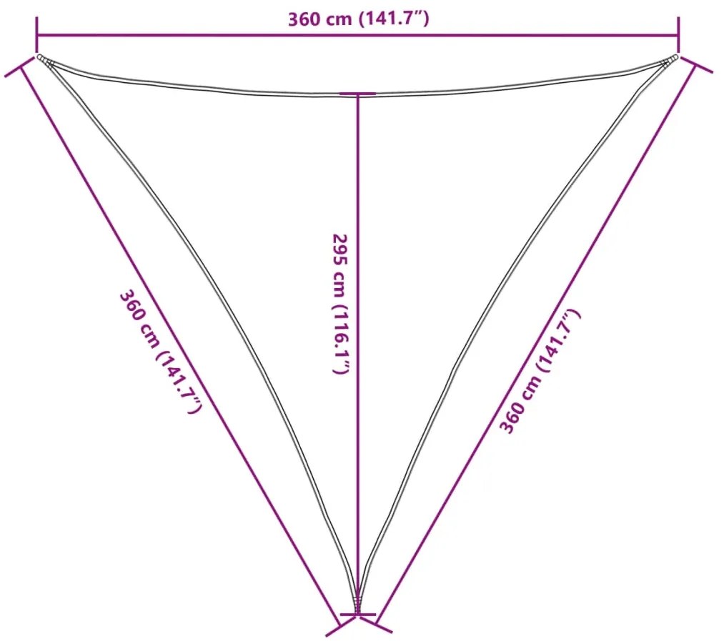 Para-sol vela tecido oxford triangular 3,6x3,6x3,6 m branco