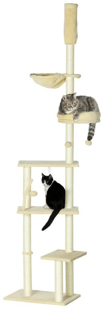 PawHut Arranhador para Gatos do Solo ao Teto de 230-250 cm Arranhador