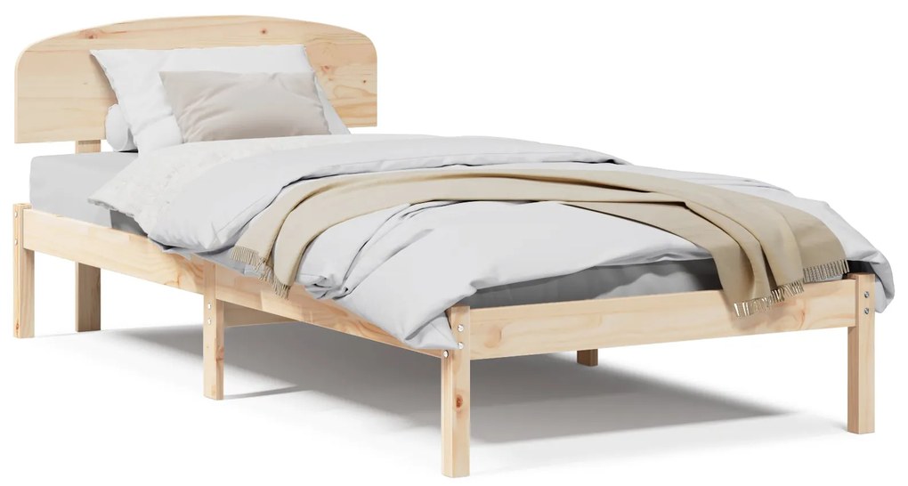 Estrado de Cama com Cabeceira 90x190 cm Madeira Maciça Pinho