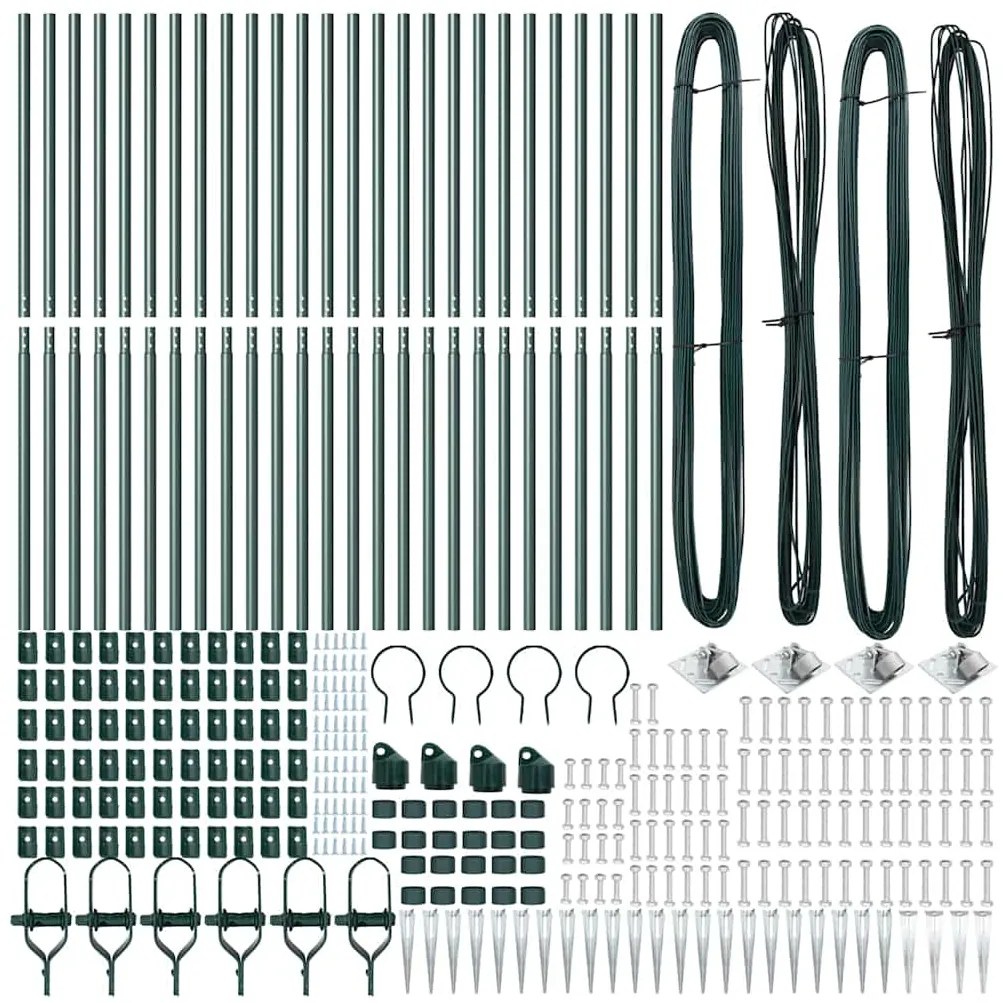 Postes de Cerca vidaXL com Ponta 26 pcs Ø32 mm 170 cm Aço Galvanizado