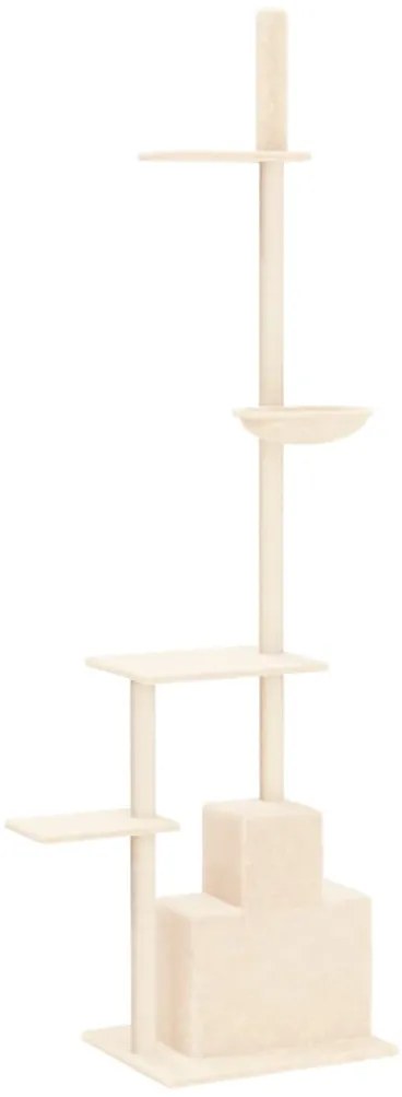 Árvore p/ gatos altura ajustável chão-teto 250,5-276,5 cm creme