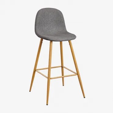 Pacote De 2 Bancos Altos Glamm Gris Antracita & ↑75 Cm & Madeira Natural - Sklum