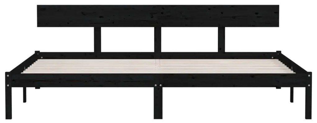 Estrutura de cama super king 180x200 cm pinho maciço preto