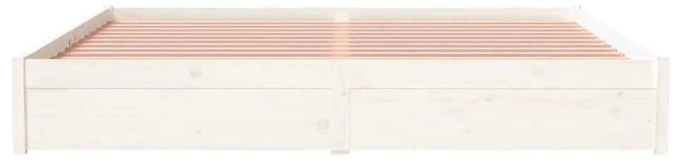 Estrutura de cama 200x200 cm madeira maciça branco