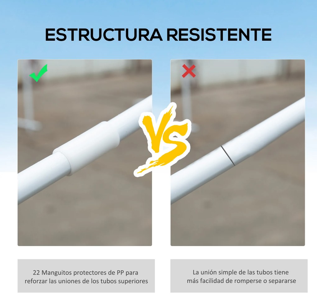 Outsunny Tenda para Festas 6x3 Tenda de Jardim com 2 Portas 4 Paredes Laterais Removíveis e 4 Janelas para Exterior Eventos Casamentos Branco