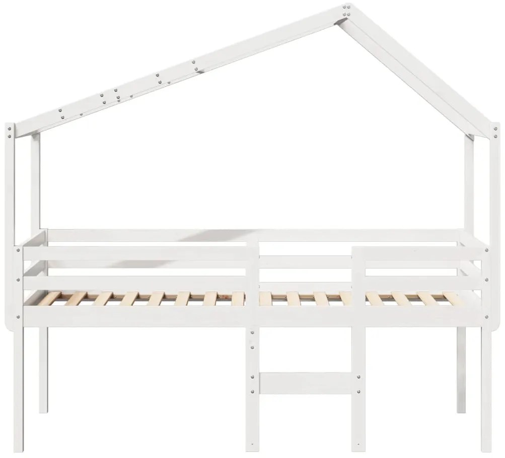 Cama alta com telhado 90x200 cm pinho maciço branco
