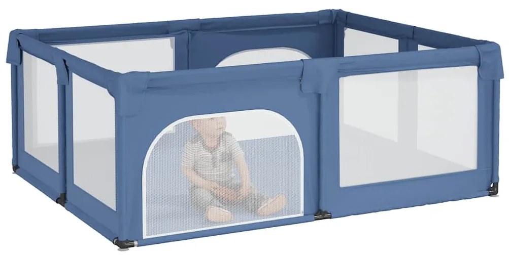 Parque para bebés com 2 portas tecido Oxford azul-claro