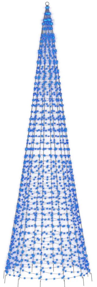 Árvore de Natal LED no mastro 1534 LEDs Azul 500 cm