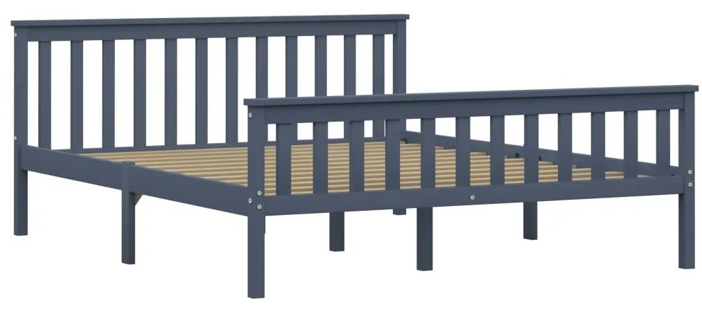 Estrutura de cama em pinho maciço 160x200 cm cinzento