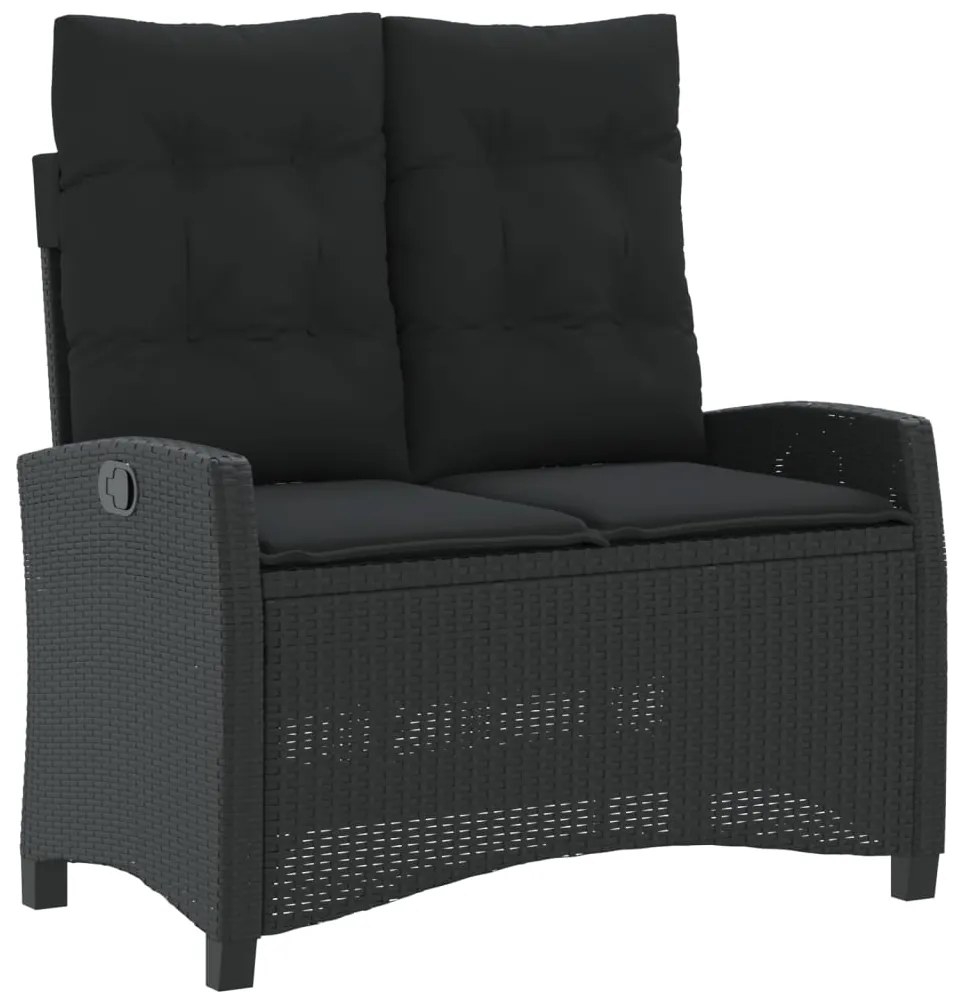 4 pcs conjunto de jardim p/ jardim c/ almofadões vime PE preto