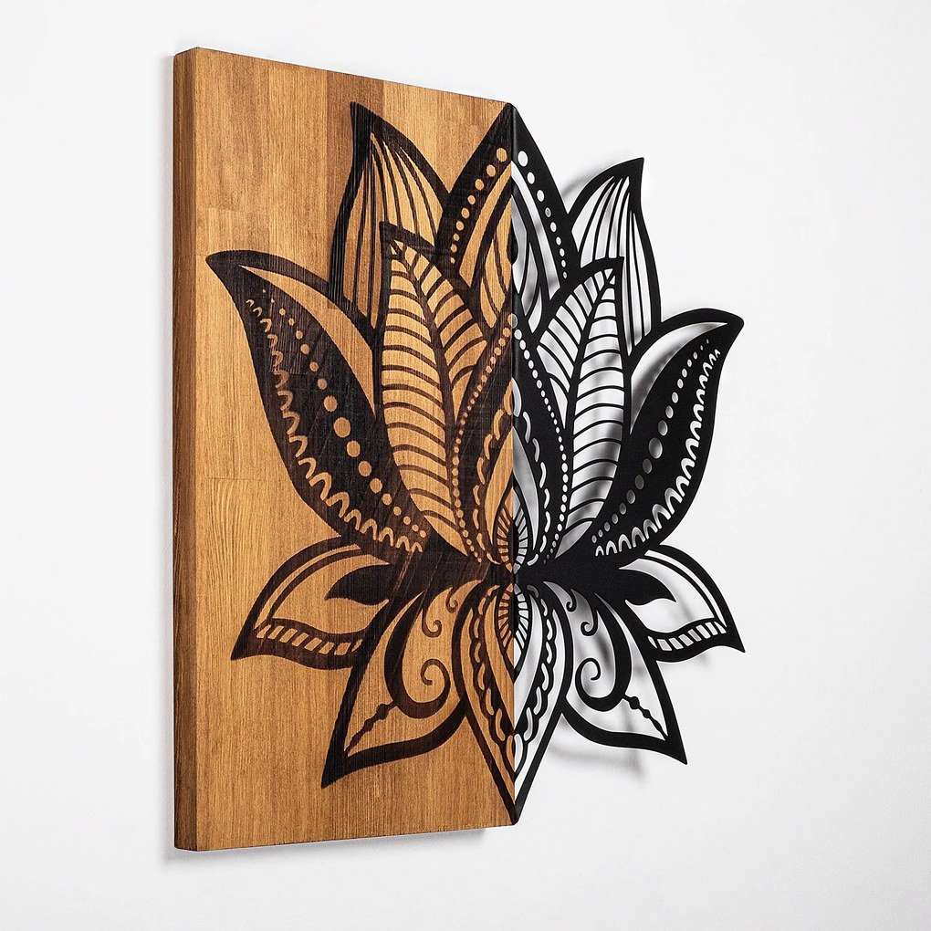 Acessório Decorativo de Parede Lotus 10 – Nogueira e Preto – 58 x 59 c