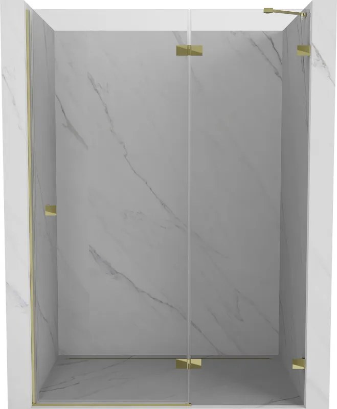 Mexen Lunar porta de chuveiro pivotante direita 135 cm, transparente, dourada - 834-135-000-50-00-P