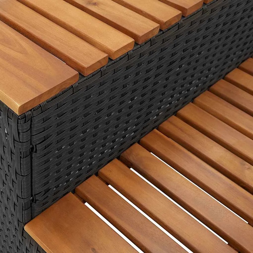 Degrau p/ hidromassagem 100x50x50,5 cm PE e acácia maciça preto
