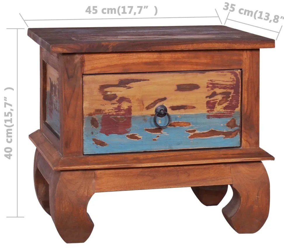 Mesa de cabeceira 45x35x40 cm madeira de teca recuperada