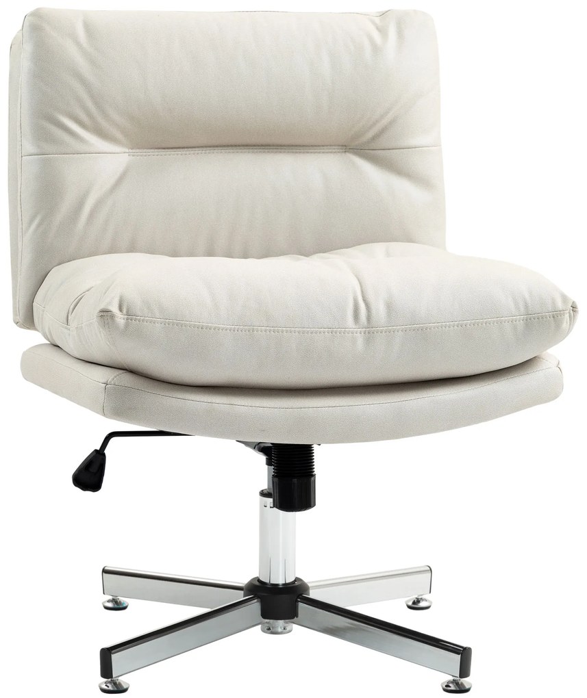 HOMCOM Cadeira de Escritório com Altura Ajustável Função Basculante Base Cruzada e Assento Amplo Cadeira para Estúdio 65x65x84-94 cm Cinza Claro