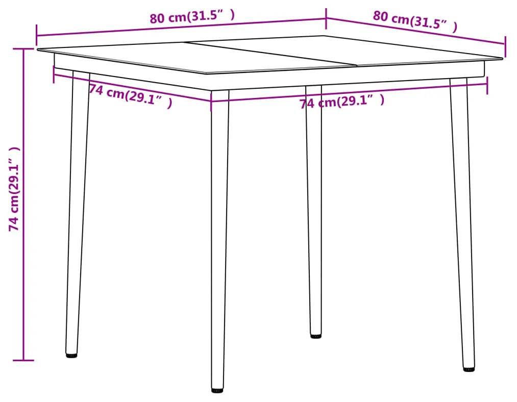3 pcs conjunto de jantar para jardim castanho