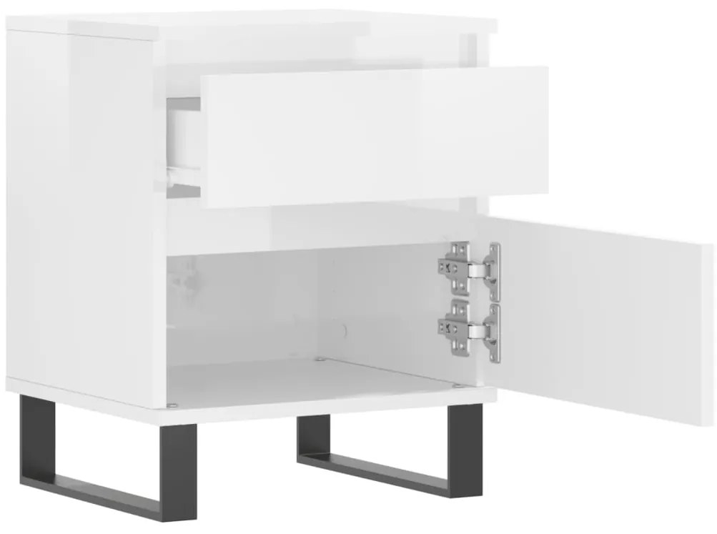Mesa de cabeceira 2 pcs derivados de madeira branco brilhante