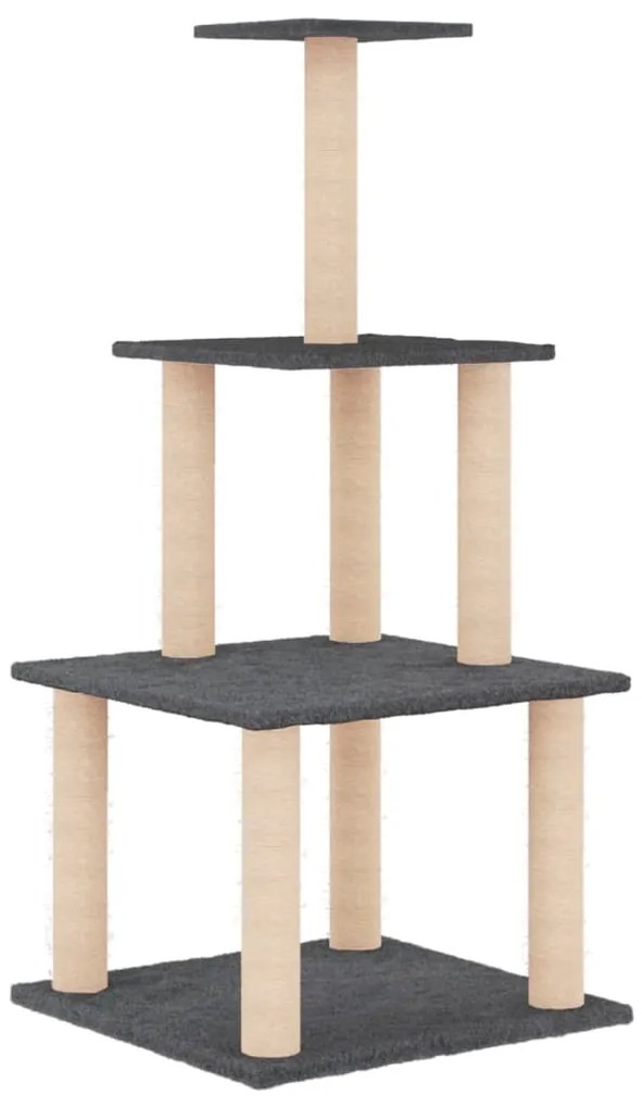 Árvore p/ gatos c/ postes arranhadores sisal 111cm cinza-escuro