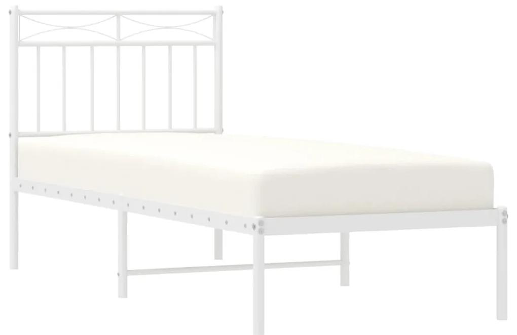 Estrutura de cama com cabeceira 75x190 cm metal branco