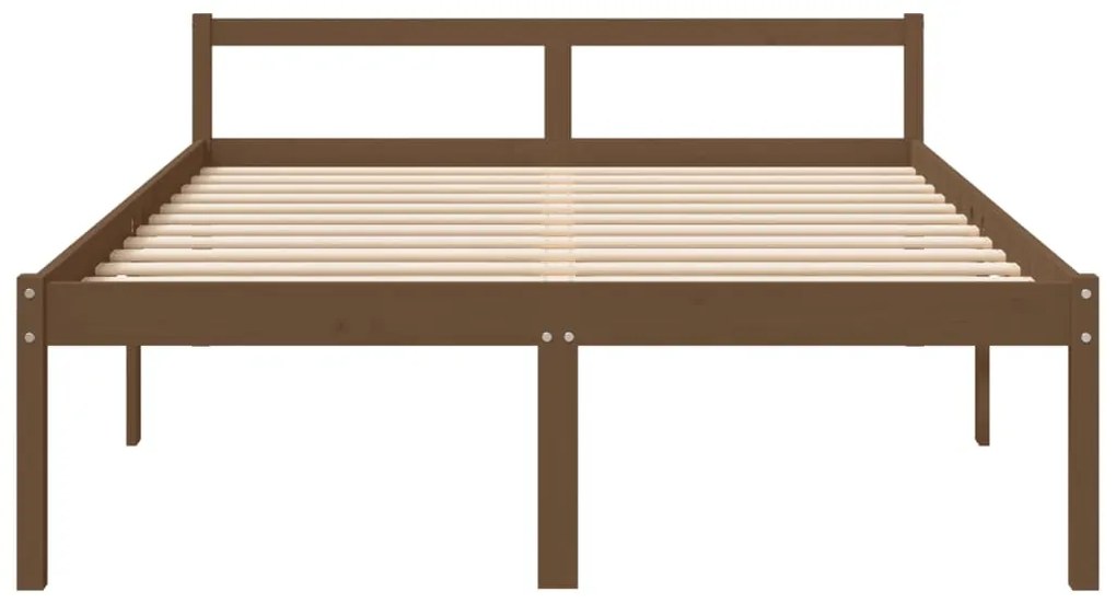 Cama para idosos king size 150x200 cm pinho maciço castanho mel