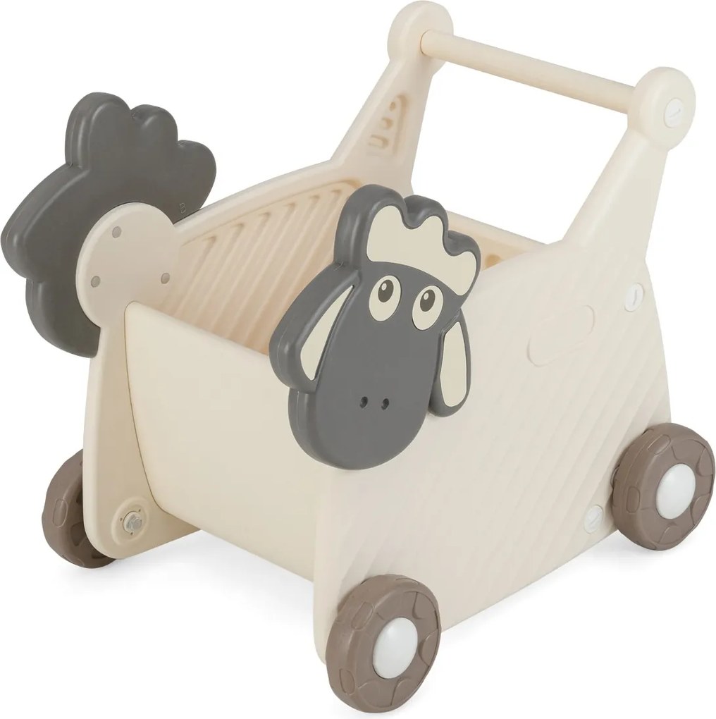 Andador de bebé 3+ anos em forma de ovelha com 4 rodas para desenvolvimento de habilidades 57 x 43 x 49 cm Branco + Cinzento