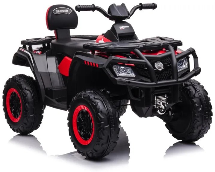 Moto 4 elétrica para crianças de 24 volts, 4x4 pneus de borracha, banco em pele Vermelha