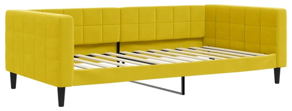 Sofá-cama com colchão 100x200 cm veludo amarelo