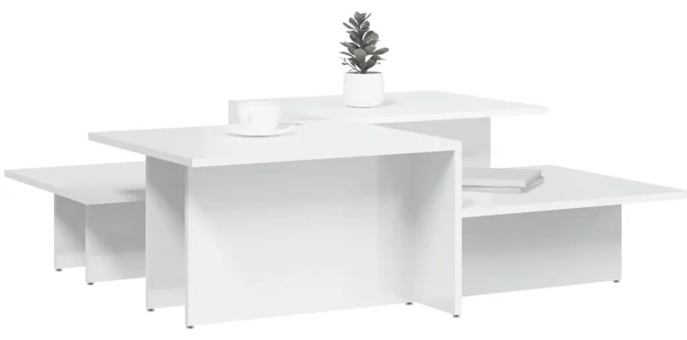 Mesas de centro 2 pcs derivados de madeira branco brilhante