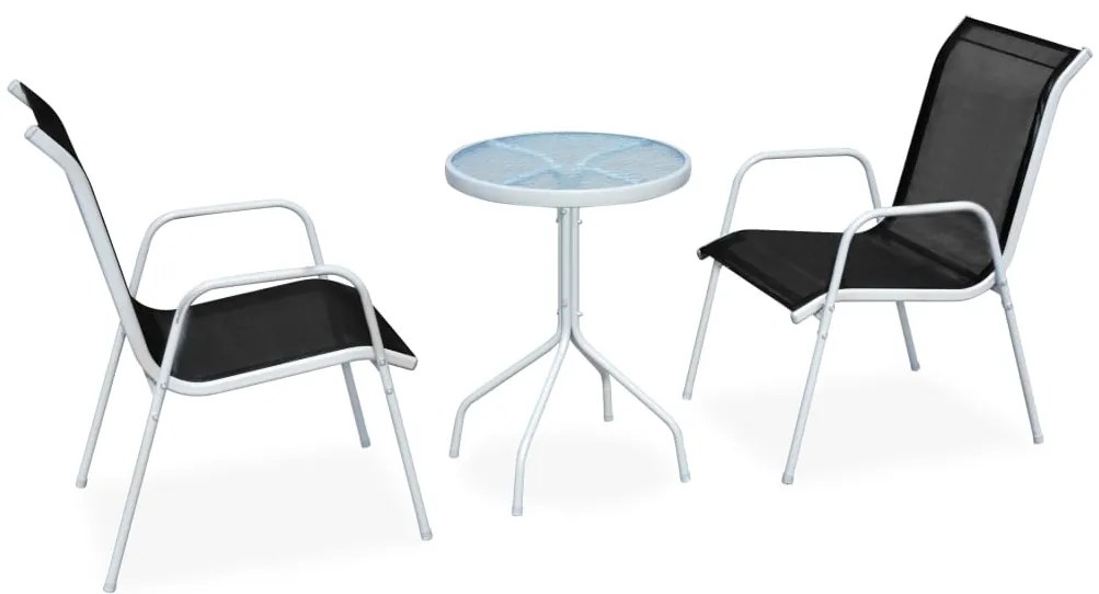 Conjunto bistrô aço + textilene 50x71 cm preto