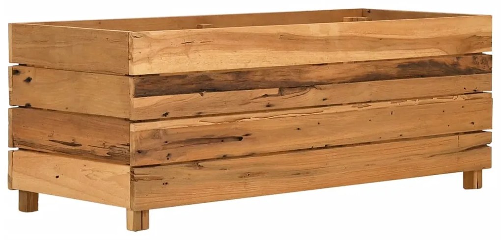 Vaso/floreira 100x40x38 cm madeira de teca reciclada e aço