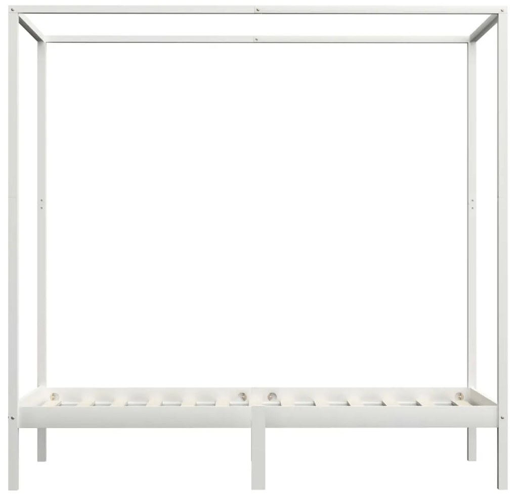 Estrutura de cama com toldo 90x200 cm pinho maciço branco