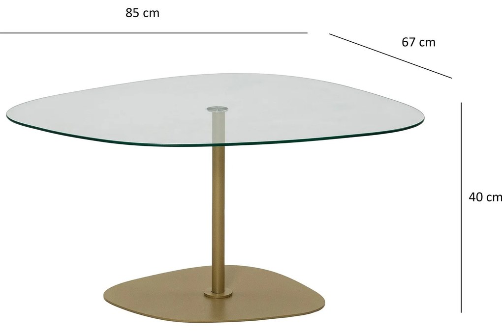 Mesa de Café Soho - Transparente e Dourada - 85 cm x 40 cm x 67 cm