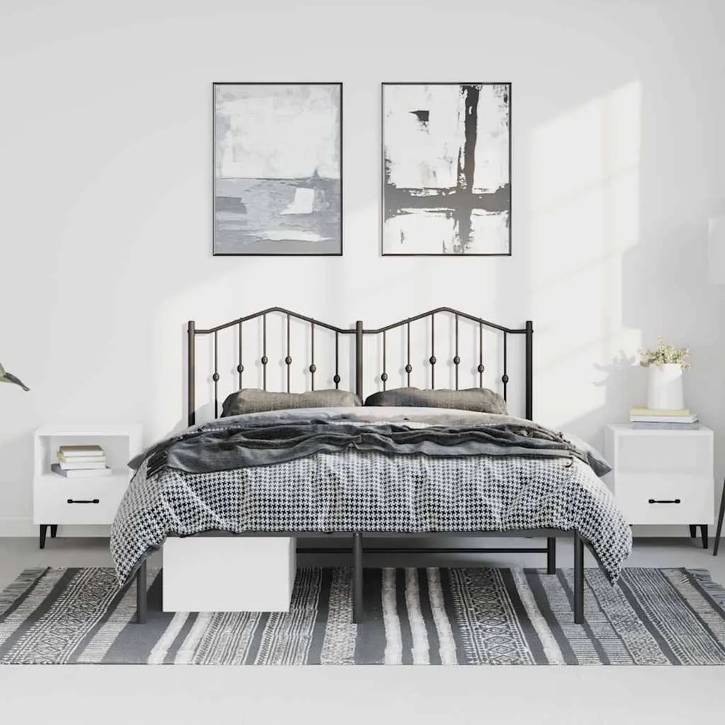 Estrutura de cama com cabeceira 135x190 cm metal preto