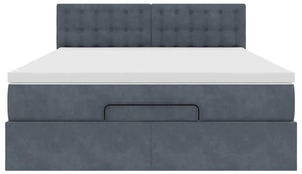 Estrutura de cama otomana com colchão 140x190cm cinzento escuro