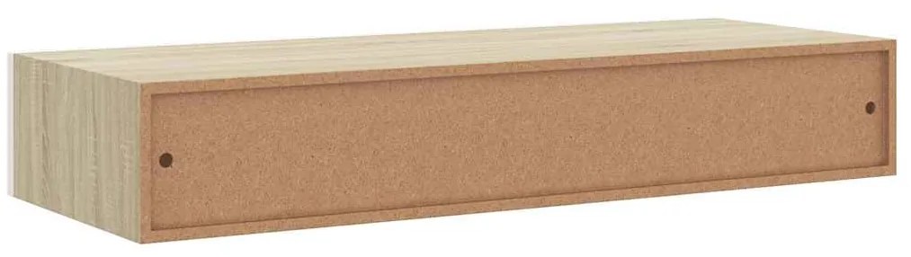 Prateleiras parede c/ gavetas 2pcs MDF carvalho/branco