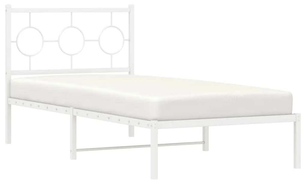 Estrutura de cama com cabeceira 90x200 cm metal branco