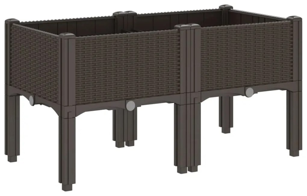 Vaso/floreira de jardim c/ pernas 80x40x42 cm PP castanho