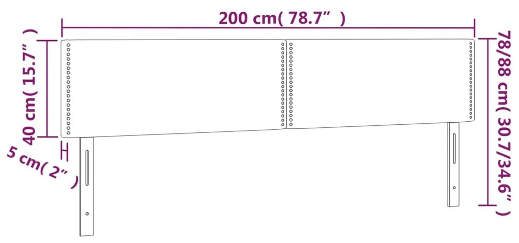 Cabeceira de cama 2 pcs tecido 100x5x78/88 cm azul