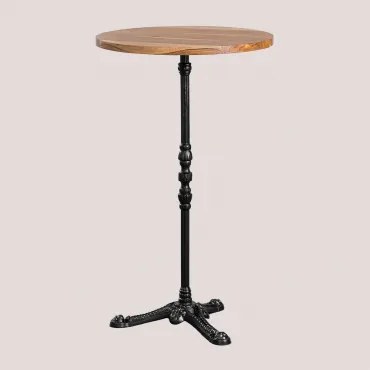Mesa Alta De Bar Redonda Em Madeira De Acácia Azteca Preto & Ø70 Cm - Sklum