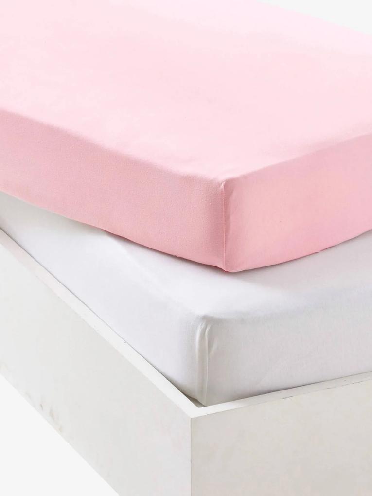 Lote de 2 lençóis-capa em jersey extensível, para bebé rosa pálido