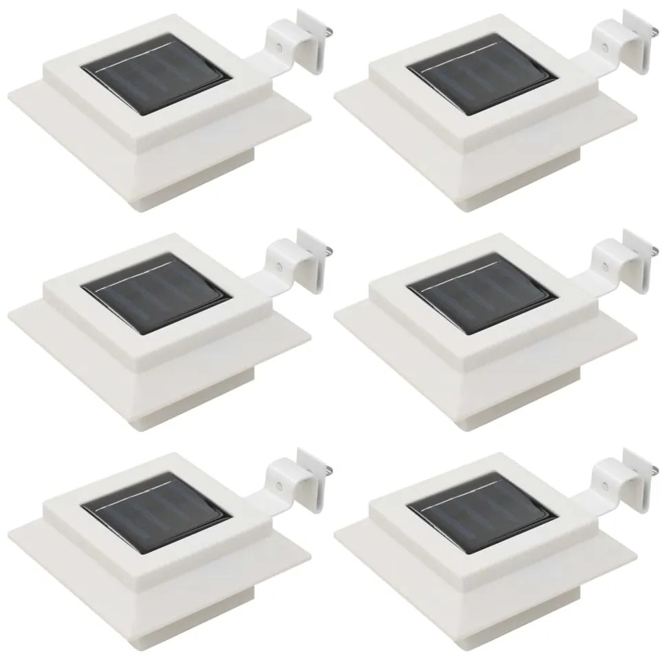 Candeeiro de exterior solar LED 6 pcs branco quadrado 12 cm